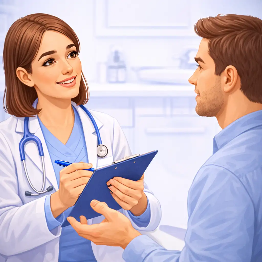 Wywiad z pacjentem na temat jego nawyków oraz snu pod kątem leczenia bruksizmu w Lublinie-Klinika Pięknego Uśmiechu