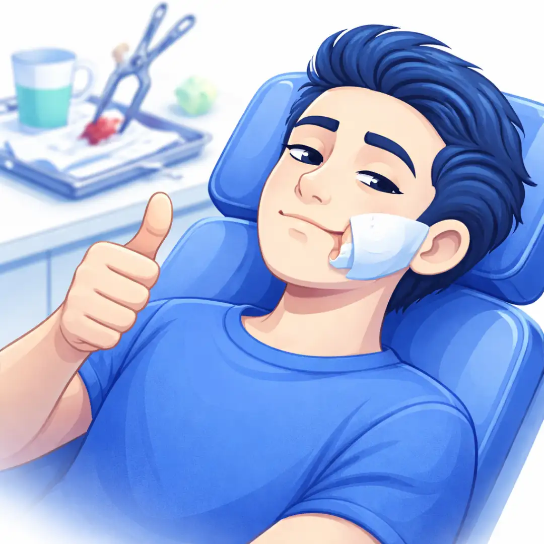 Zaopatrzenie rany po usunięciu ósemki i założenie szwów