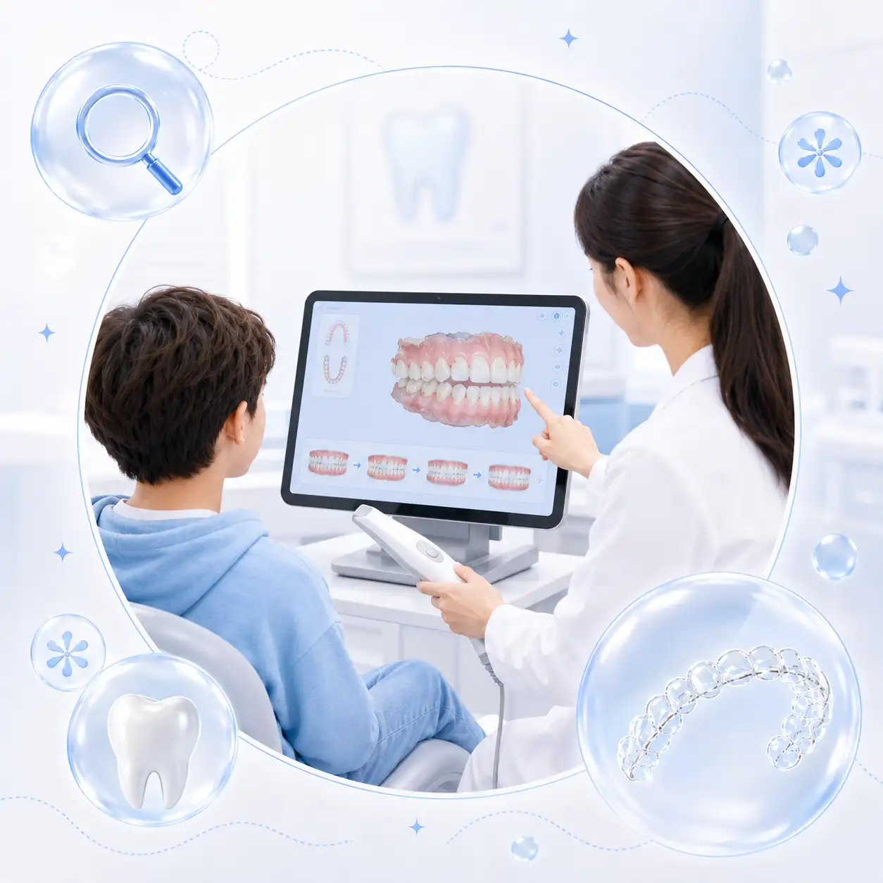 Jak przebiega leczenie Invisalign First krok po kroku-etap 2-skan 3D i plan leczenia-dr Marzena Pucek-Lublin
