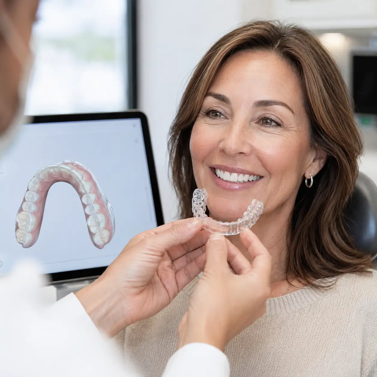 Nakładki Invisalign są indywidualnie dopasowane do zębów pacjentkia-nakładki Invisalign dla dorosłych w Lublinie-dr Marzena Pucek